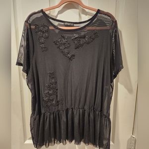 Lane Bryant Mesh Peplum Top